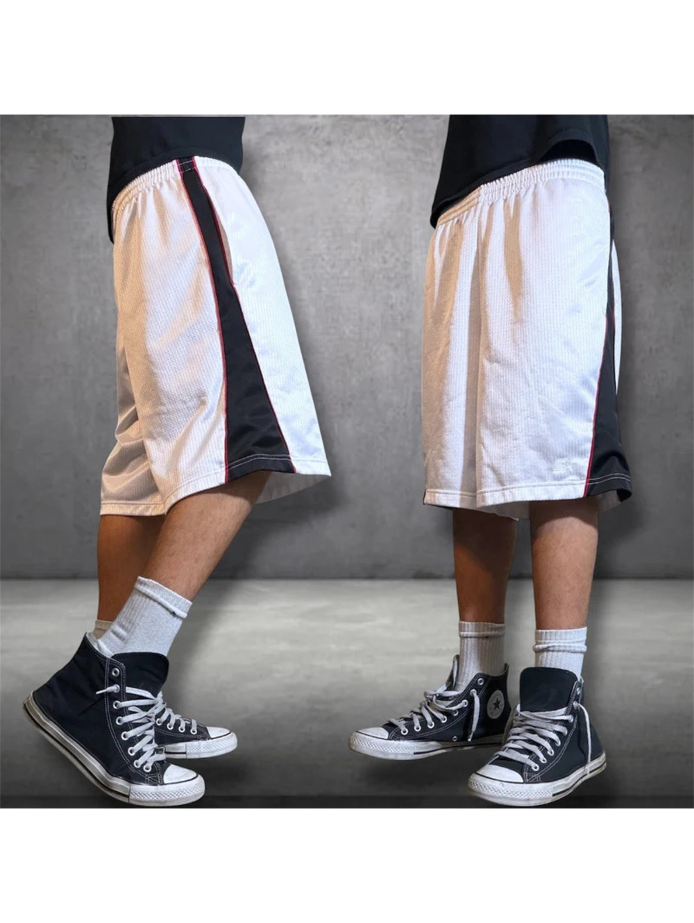 Y2K starter basketball baggy shorts white dazzle